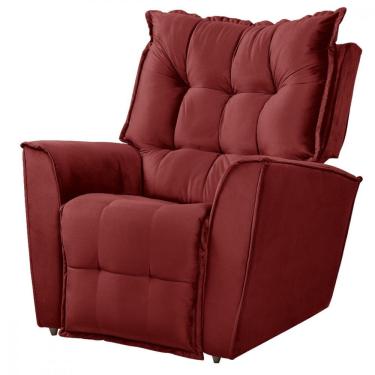 Imagem de Poltrona Da Mamãe Reclinável Carinho Tecido Veludo Vermelho Star Confort