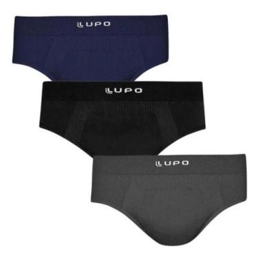 Imagem de Kit 3 Cuecas Masculina Slip Lupo 681 Micromodal Premium Seamless, Sort