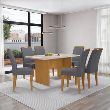 Imagem de Mesa Cairo 160x90cm Tampo Mdf e Vidro com 6 Cadeiras Evora - Art Panta