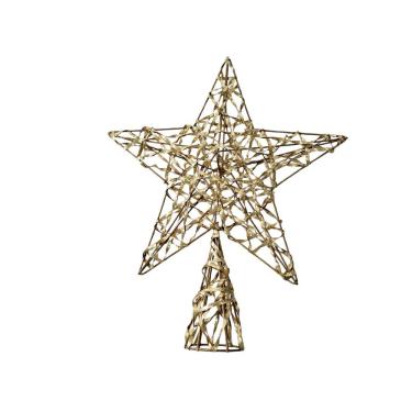 Imagem de Estrela de Topo para Árvore de Natal Aramada Copa Dupla Face para Decoração com Estrutura em Metal Dourado Cromus