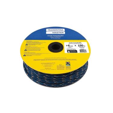 Imagem de Corda Trançada Pet 6 mm para Amarração de Cargas 150 m 265 e 4 Kgf Preto Tramontina
