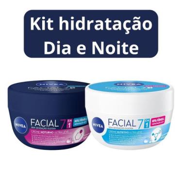 Imagem de Kit NIVEA Creme Facial Noturno Nutritivo 100g Hidratação 7 em 1