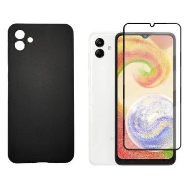 Imagem de Capa Case Silicone Aveludada Preta + Película 3d de Vidro para Samsung