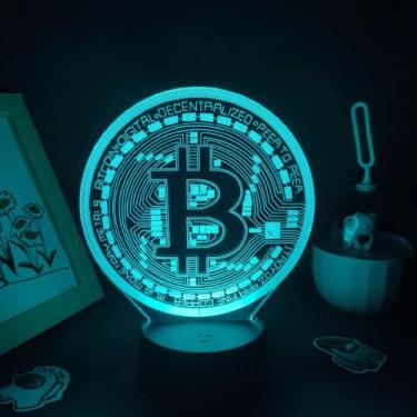 Imagem de Luz noturna LED 3D que muda de cor Bitcoin para crianças - Yiweisai
