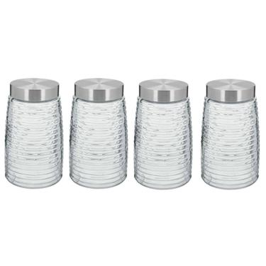 Imagem de KIT 4 POTES MANTIMENTOS HOME&CO COM TAMPA VIDRO 1,6L 20x12x12