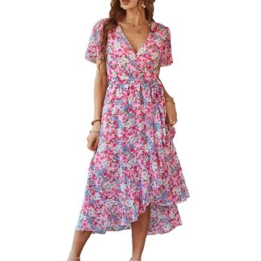 Imagem de Vestido PRETTYGARDEN Feminino Floral Boho Maxi Envelope XL
