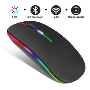 Imagem de Mouse Sem Fio Bluetooth Wireless Recarregável E-1300 Pro Preto - DEX