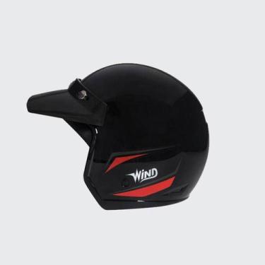 Imagem de Capacete Aberto Taurus Wind Tecno Preto C/ Vermelho, 56