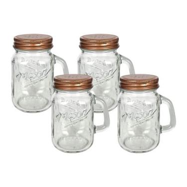 Imagem de Porta Condimento Mini Canecas De Vidro Com Tampa 4 Pçs 100ml - Hauskra