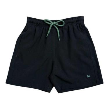 Imagem de Shorts Praia Casual Infantil Mash Cordão Ajustável Bolsos, Preto, M