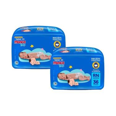 Imagem de Kit 2 Fraldas Turma da Mônica Baby Jumbo RN com 36un cada