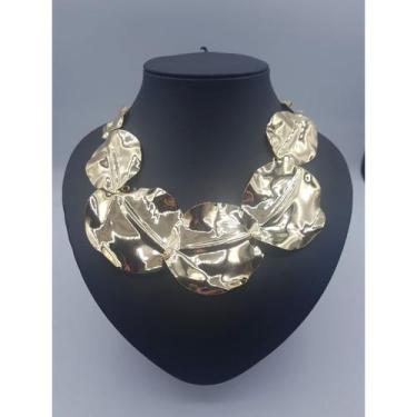 Imagem de Gargantilha folha curvada banhada a ouro 18k - Lua Mistica