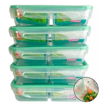 Imagem de Kit 5 Pote Plástico Com Travas E Divisória 730ml Freshy Sanremo