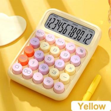 Imagem de Calculadora Criativa Colorida 12 Números Digitos Grandes Estilo Retrô 