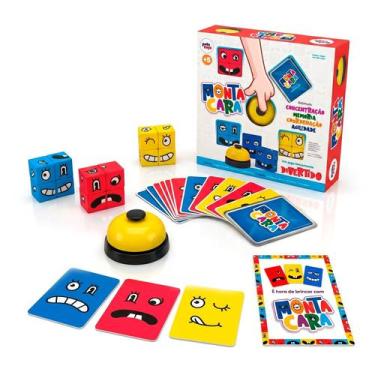 Imagem de Jogo De Tabuleiro Monta Cara Com Campainha 12 Cubos E 36 Cartas Para C