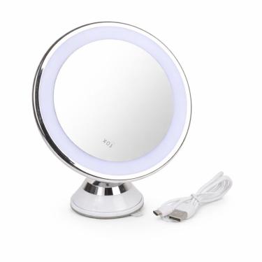 Imagem de Espelho de Mesa Redondo LED para Maquiagem com USB 18CM sem Moldura Branco Black Bull