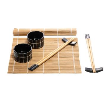 Imagem de Conjunto para Sushi Naka 8 Peças de Bambu Natural Minimalista para Servir Orientais Wolff