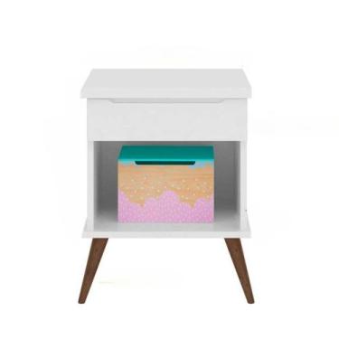 Imagem de Mesa Cabeceira 1 Gaveta 1 Nicho Valência Acetinado Madeira Branco - ED