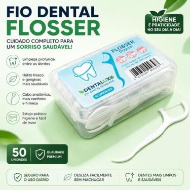 Imagem de Fio Dental Flosser com Haste 50 Unidades Limpeza Profunda Higiene Buca