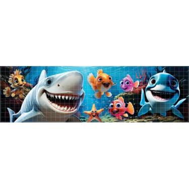 Imagem de Kit 24 Adesivos Piscina Fundo Do Mar Tubarão 100x30cm Fh - Resitank