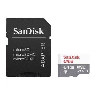 Imagem de Cartão de memória micro SD 64gb c/ adaptador Classe10 - Sandisk