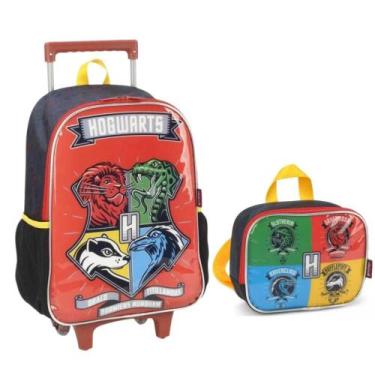 Imagem de Kit Mochila Grande Rodinha Lancheira Harry Potter Hogwarts - Luxcel