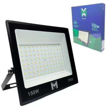 Imagem de Refletor LED 150W Bivolt IP66 Slim 6500K Branco Frio Alumínio Alta Pot