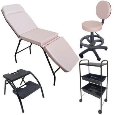 Imagem de Kit Completo Clínica Estética Maca 3 Posições, Mocho com Encosto e Aro