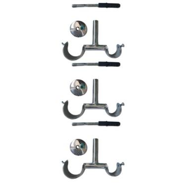 Imagem de Kit 3 Suporte Duplo Alumínio Varão para Teto 19/28mm - ART DECORAR, Cr