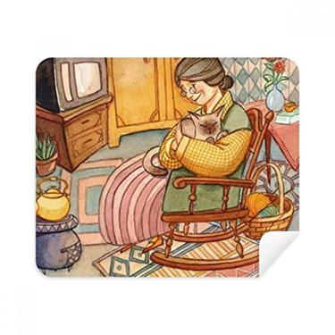 Imagem de Miaoji Pintura Aquarela Gato Lã Vovó Pano de Limpeza Limpador de Tela 2 Peças Tecido de Camurça