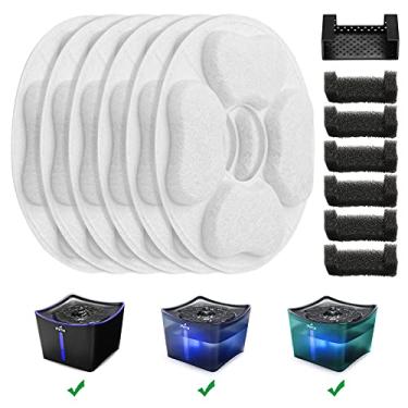 Imagem de Filtros de substituição para fontes de água de luz LED Kamino, 6 filtros, 6 esponjas e 1 suporte de esponja