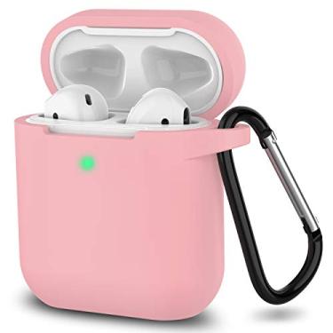 Imagem de SATLITOG Capa para AirPods, capa protetora completa de silicone para Apple AirPods 1 e 2, capa de carregamento sem fio e com fio, rosa