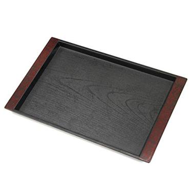 Imagem de Bandeja para servir de melamina da DayCount grande retangular – 37,8 x 24,9 cm placa de plástico preta de grão de madeira ou bandeja para festas, jantares, dia de Ação de Graças, churrasco e assar