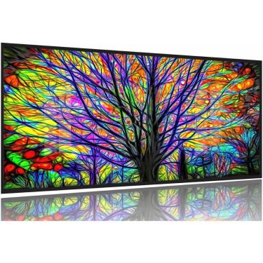 Imagem de Quadro Decorativo Arvore Colorida 130x60 Moldura Preta 2x2