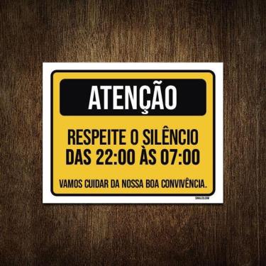 Imagem de Placa Cuidado Respeite O Silêncio Boa Convivência 18X23