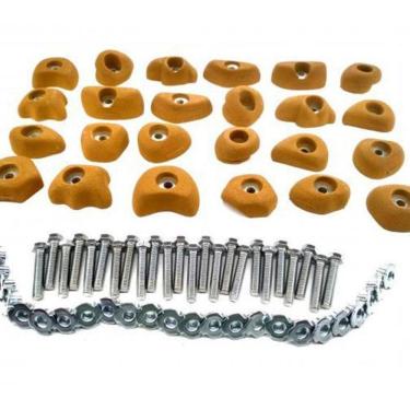 Imagem de Kit 24 Agarras Escalada Basic Tamanho P Madeira Cor Ocre