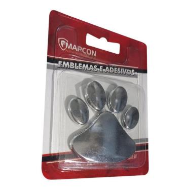 Imagem de Emblema Adesivo Decorativo Patinha Pet Alto Relevo Cromado