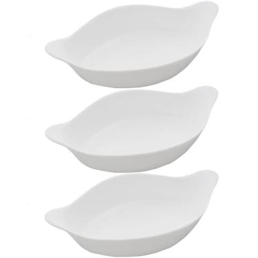 Imagem de Kit 3 Assadeiras Travessas Grandes de Vidro Temperado 1,4L Opaline Marinex Branca