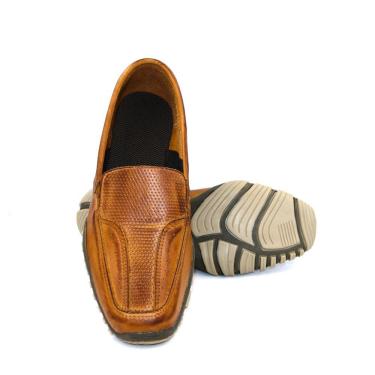 Imagem de Mocassim Masculino Casual Drive Sapatenis Couro Avelã Caribe