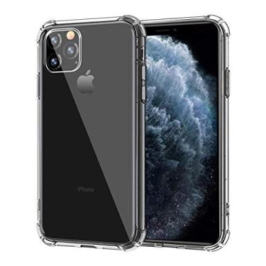 Imagem de Capa YMHM para iPhone 11 Pro Max 6,5 polegadas, parte traseira de policarbonato rígido moldura macia TPU anti-arranhões absorção de choque HD transparente capa protetora fina
