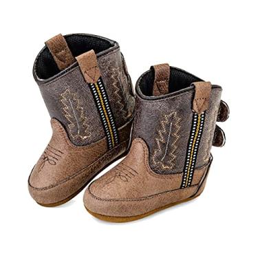 Imagem de Old West Botas de couro unissex para bebês Poppets com fechamento" para "Old West Botas de couro unissex para bebês