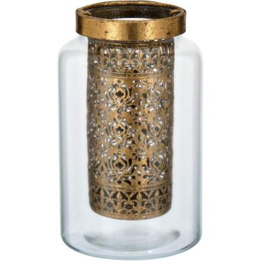 Imagem de LIBAN LANTERNA 15x12x12cm VIDRO DOURADO