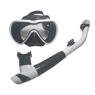 Imagem de Adulto Kit Snorkel Máscara Vidro temperado anti-embaciamento Snorkel 2-Pack Adequado para snorkelling, mergulho, natação (Preto Branco)