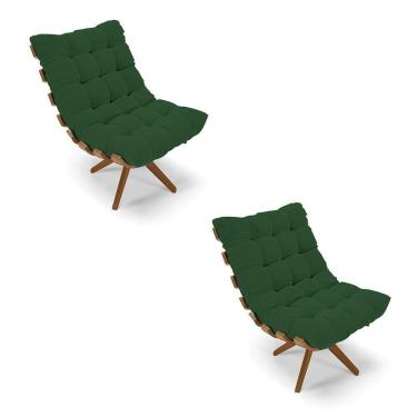 Imagem de Kit 02 Poltronas Giratória Costela Veludo Verde