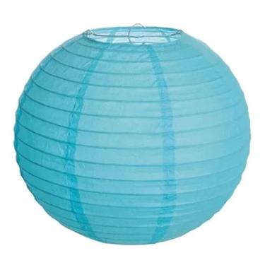 Imagem de Lanterna Luminária De Papel Oriental Azul Claro - 30cm - Extra Festas
