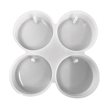 Imagem de Quatro moldes de silicone circulares Freshie de 10 cm de diâmetro | 22 cm de largura x 22 cm de comprimento x 2,5 cm de profundidade | Molde de silicone para frescos, molde de silicone para sabão | Design de quatro círculos para fabricação de miçangas de fragrância fresca