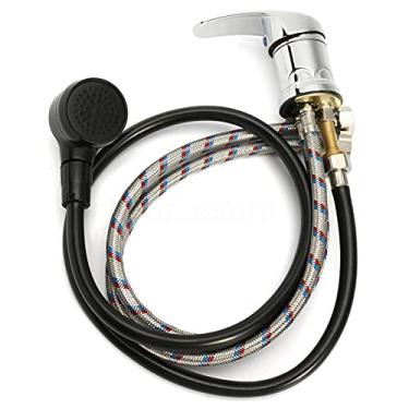 Imagem de Tookie Conjunto de torneira de água, torneira de tigela de xampu de salão de liga de zinco e kit de pulverizador com mangueira de spray, salão durável para casa spa misturador quente frio conjunto de peças de substituição