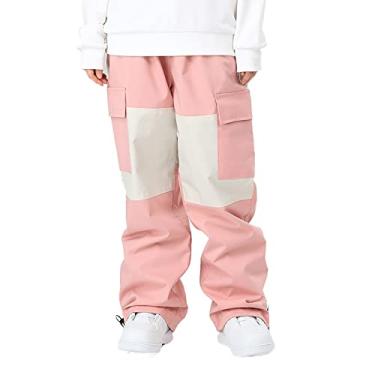 Imagem de Yajun Calças de esqui grandes de inverno calças de neve soltas combinando de cores femininas à prova de vento à prova d'água roupas esportivas masculinas ao ar livre, rosa,