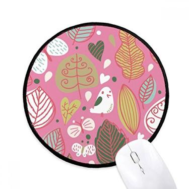 Imagem de DIYthinker Tapete de mouse para mesa de trabalho com folha em pó para plantas de flores tapete redondo para computador
