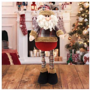 Imagem de Decoração Boneco Natal Papai Noel Xadrez Perna Ajustável 43cm